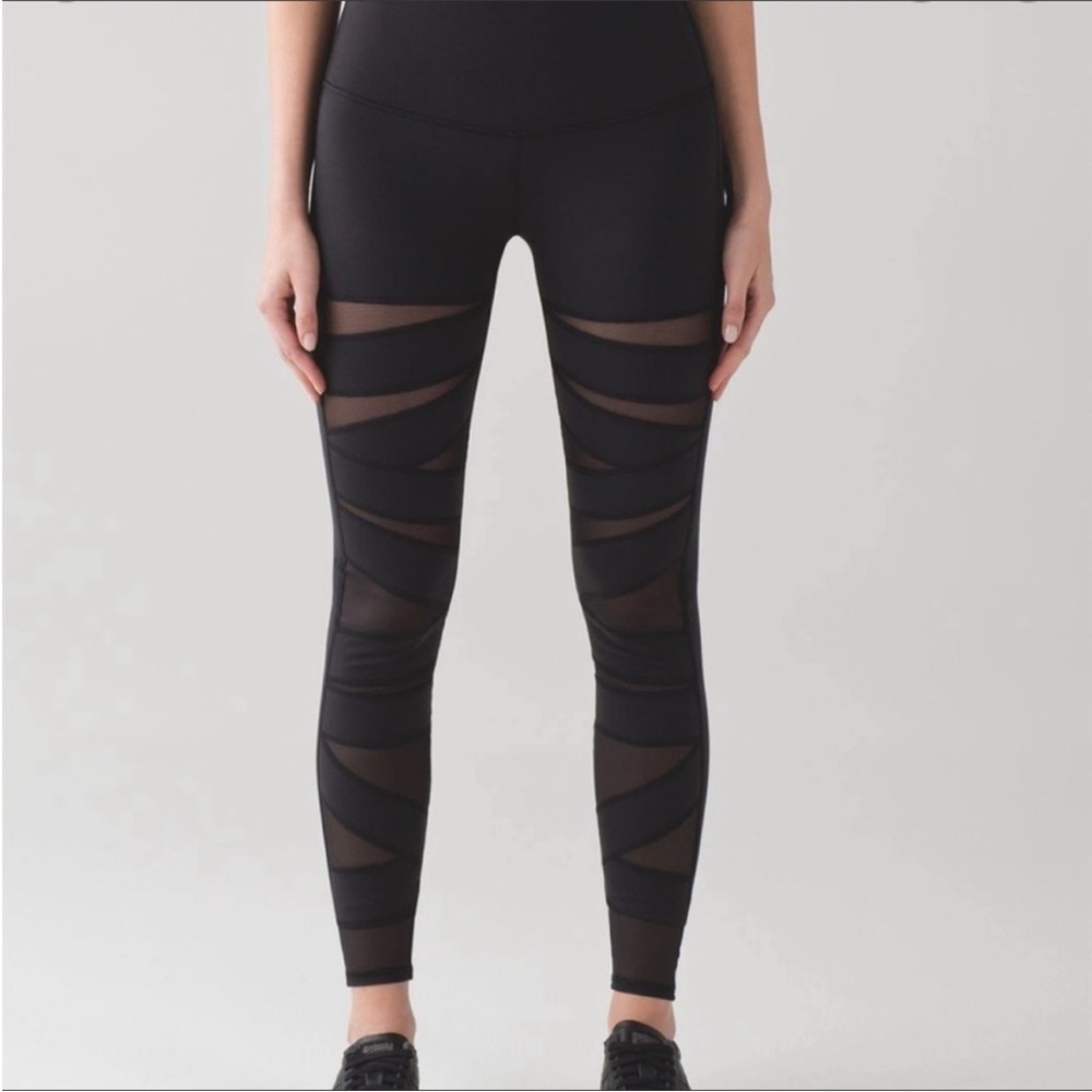 lululemon athletica Black Mesh Panel Leggings